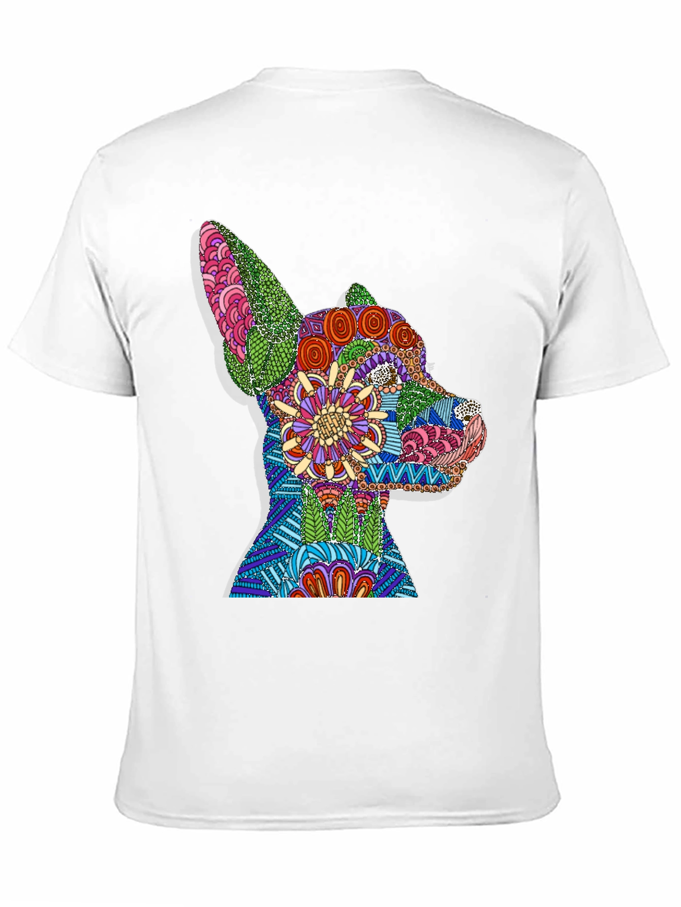 Dog Mandala Graphic Print T-Shirt - Black
