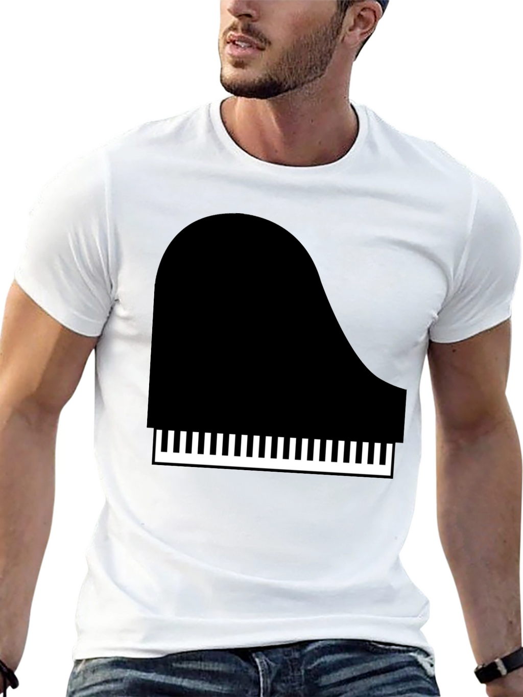 Piano Graphic Tee - Black Cotton T-Shirt