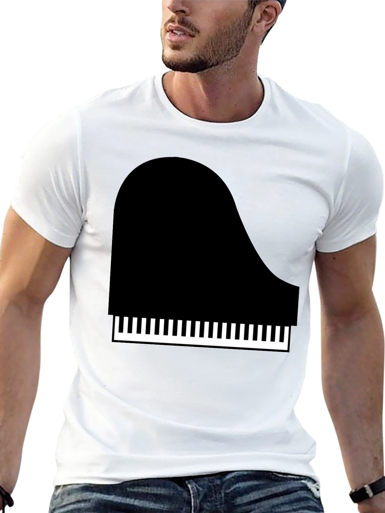 Piano Graphic Tee - Black Cotton T-Shirt