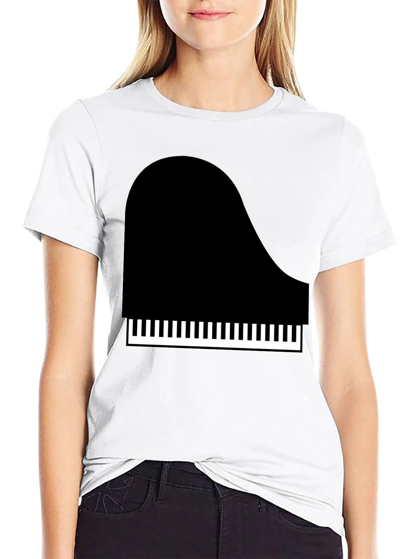 Piano Graphic Tee - Black Cotton T-Shirt