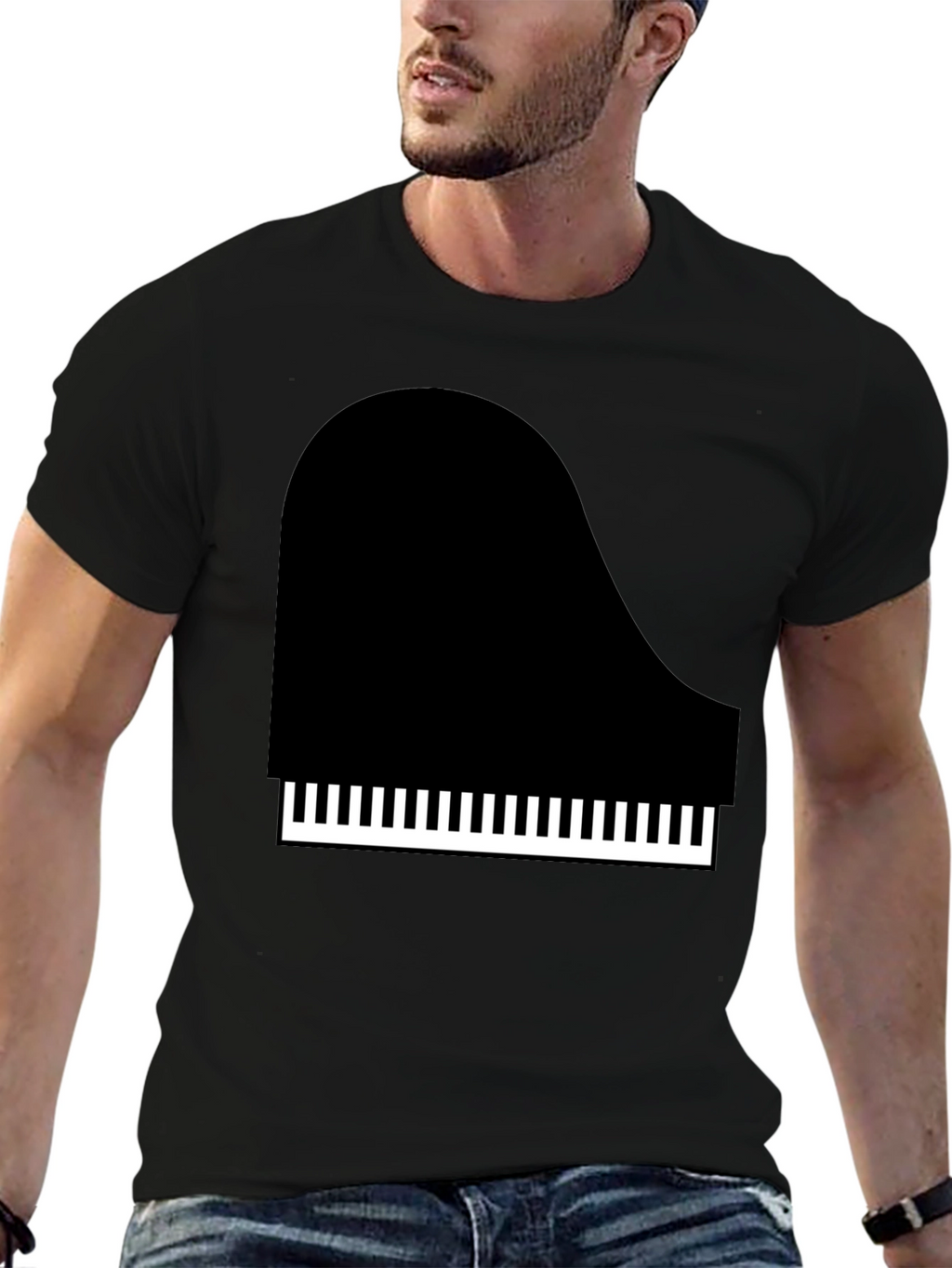 Piano Graphic Tee - Black Cotton T-Shirt