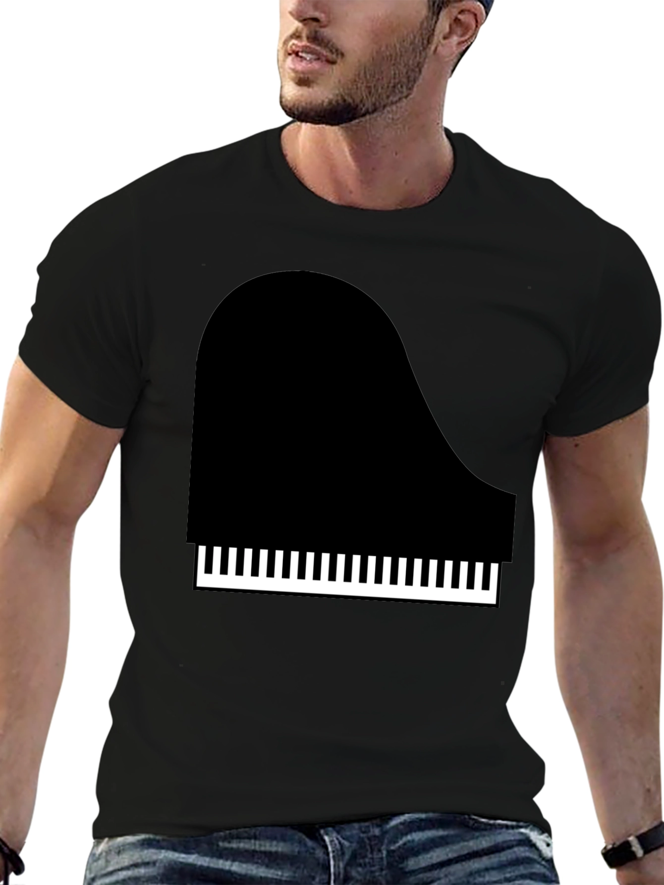 Piano Graphic Tee - Black Cotton T-Shirt
