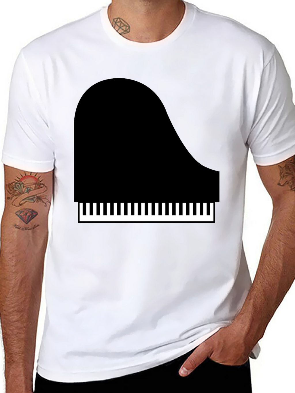 Piano Graphic Tee - Black Cotton T-Shirt
