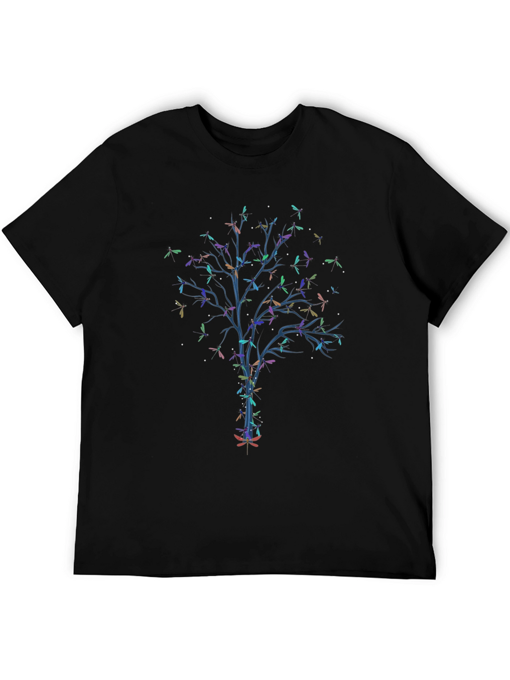 Dragonfly Tree Graphic Black T-Shirt