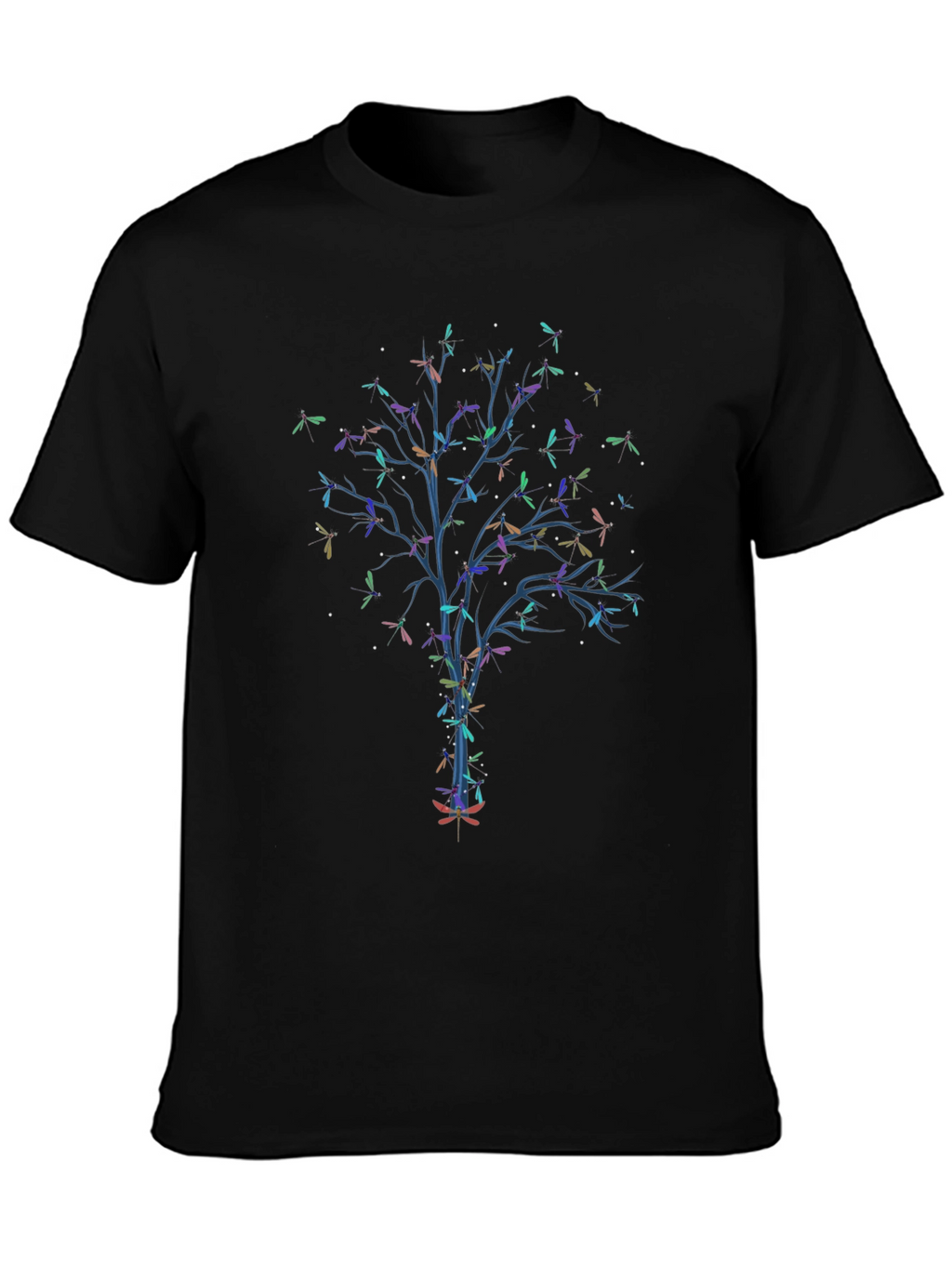 Dragonfly Tree Graphic Black T-Shirt