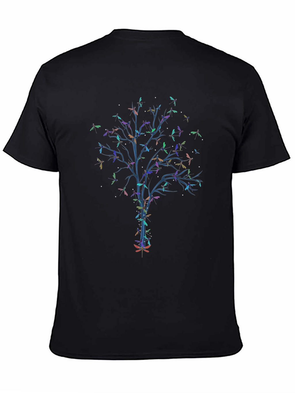 Dragonfly Tree Graphic Black T-Shirt