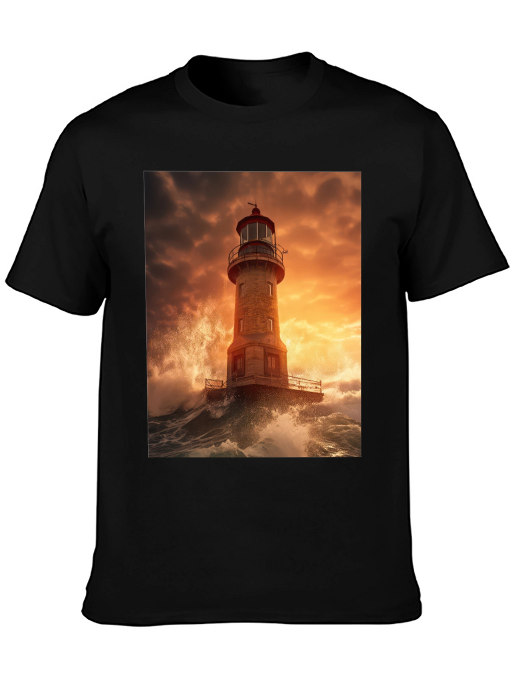 Lighthouse Storm Graphic Tee - Coastal Design