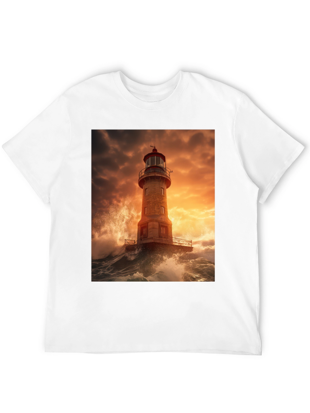 Lighthouse Storm Graphic Tee - Coastal Design