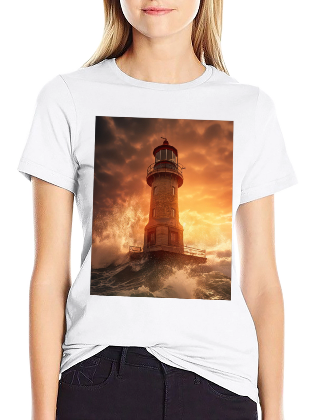 Lighthouse Storm Graphic Tee - Coastal Design