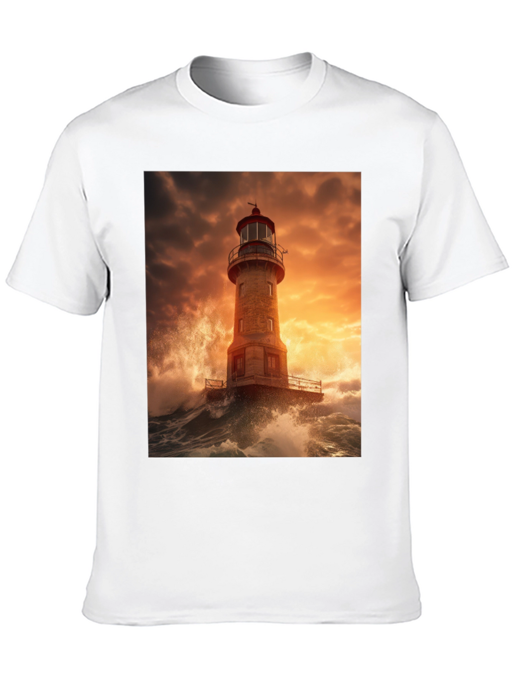 Lighthouse Storm Graphic Tee - Coastal Design