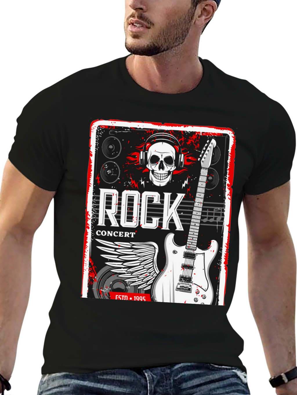 Rock Concert Black Graphic Tee