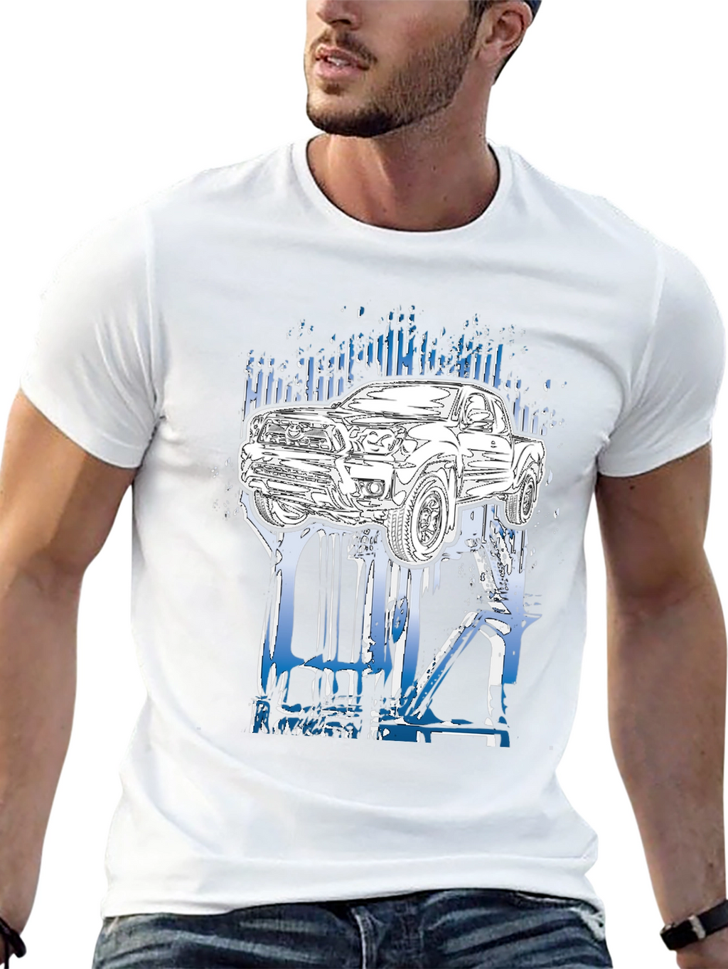 Truck Graphic Tee - Black Cotton T-Shirt