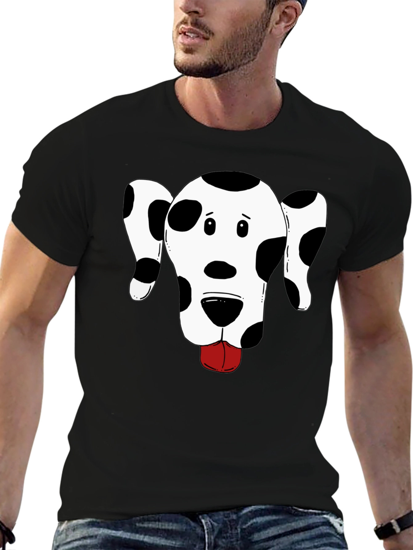 Dog Graphic Tee - Black Cotton T-Shirt