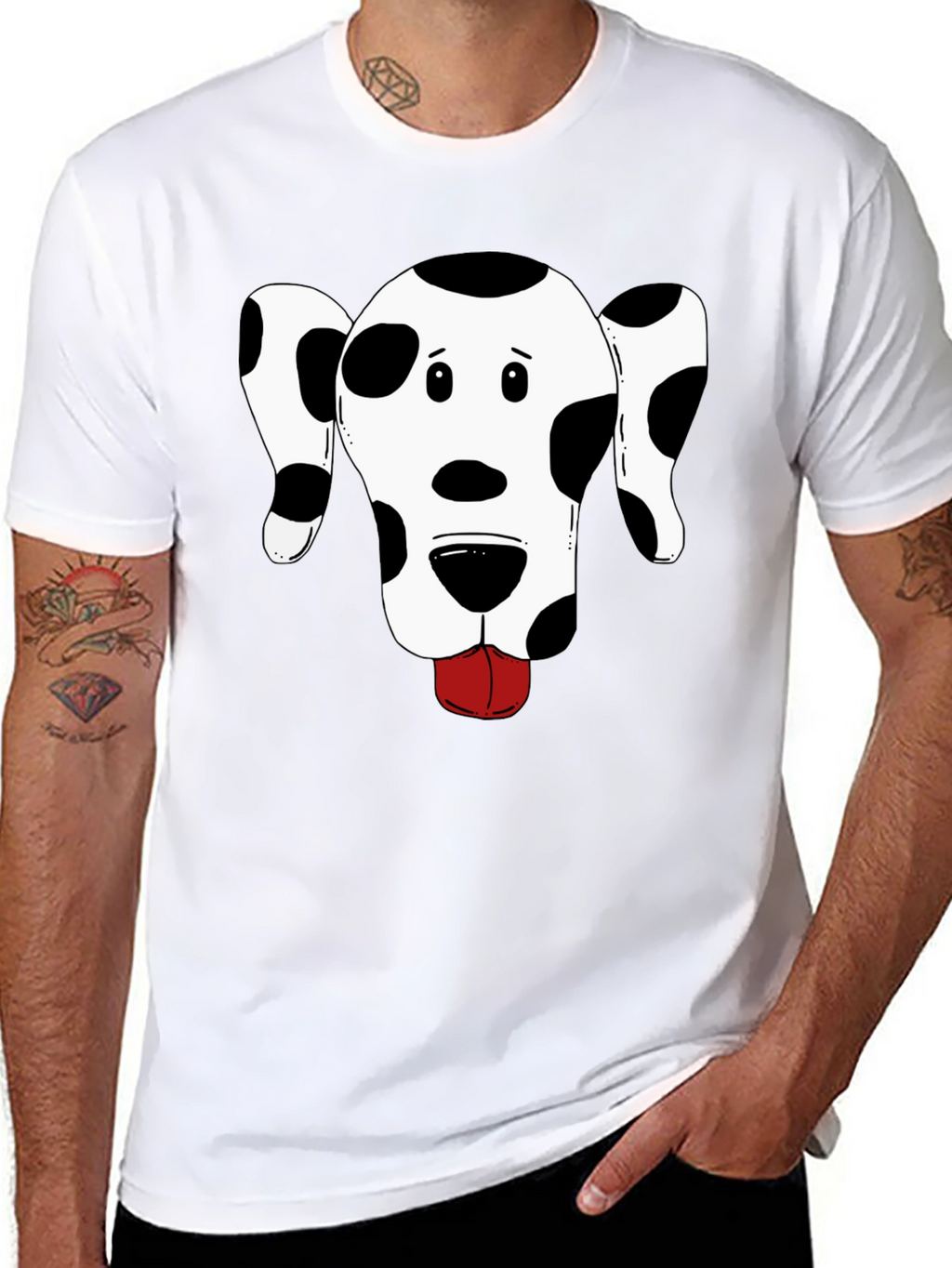 Dog Graphic Tee - Black Cotton T-Shirt