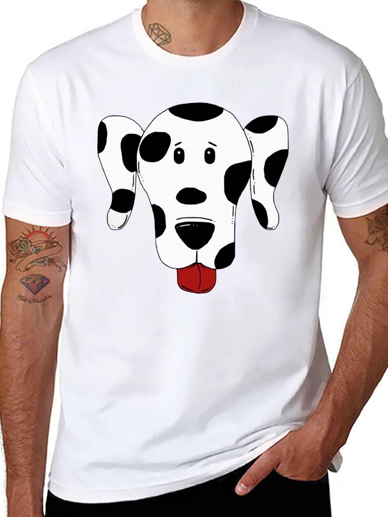 Dog Graphic Tee - Black Cotton T-Shirt