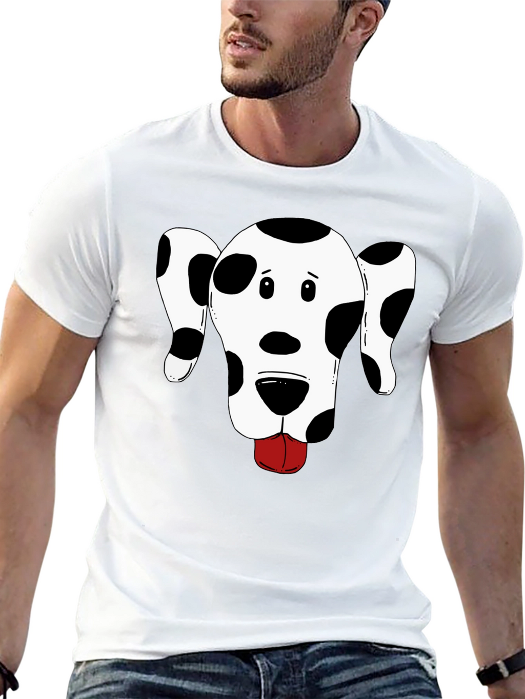 Dog Graphic Tee - Black Cotton T-Shirt