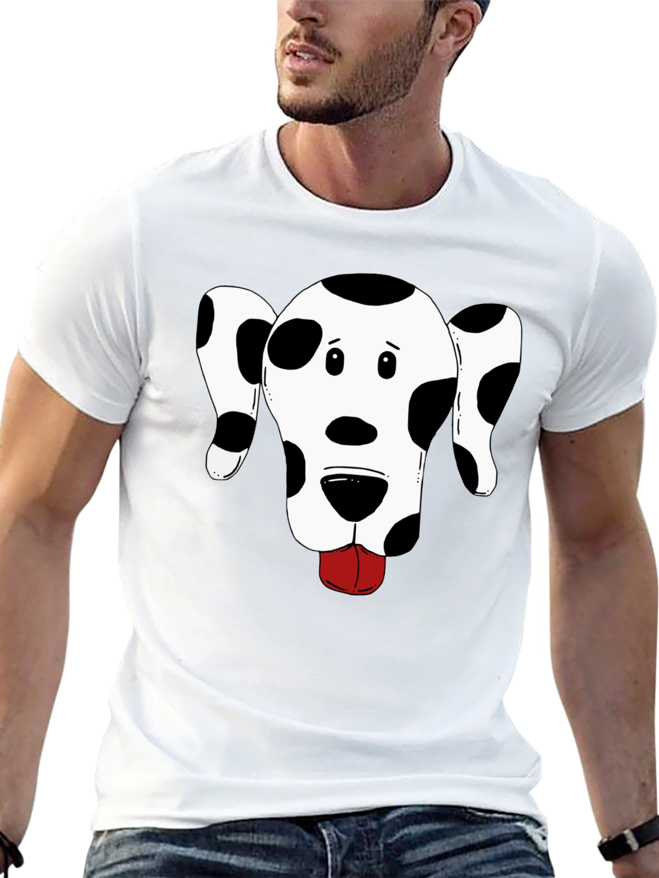 Dog Graphic Tee - Black Cotton T-Shirt