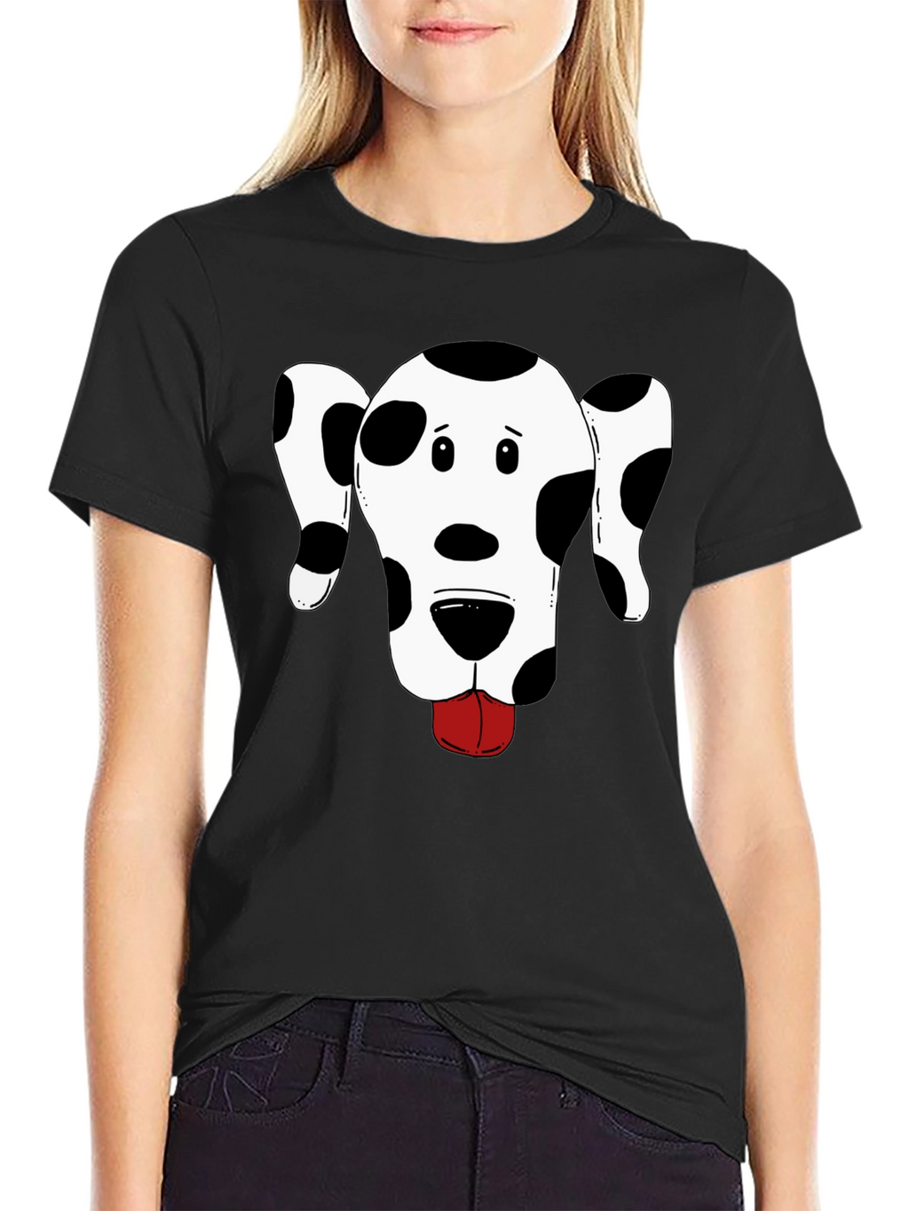 Dog Graphic Tee - Black Cotton T-Shirt