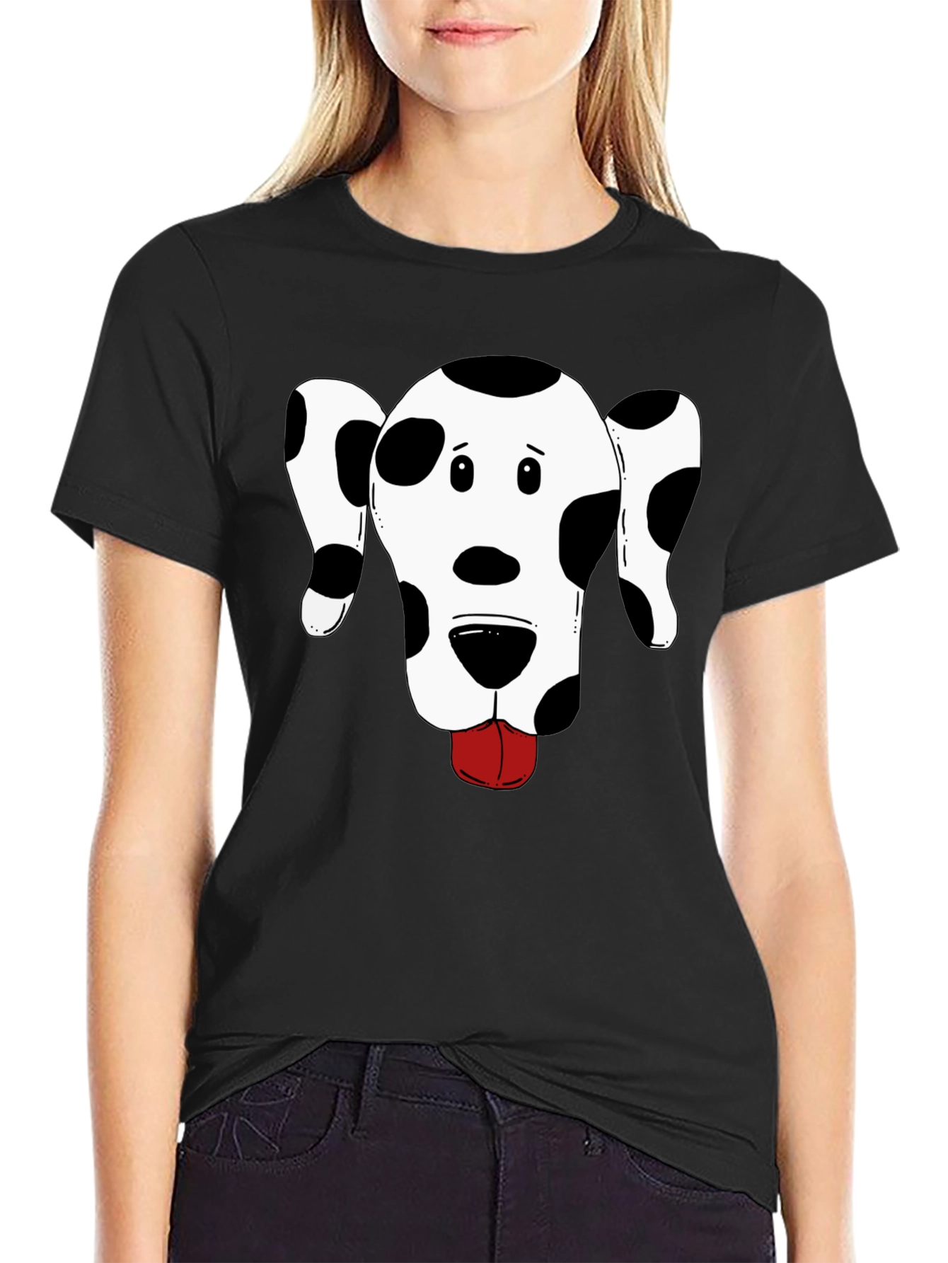 Dog Graphic Tee - Black Cotton T-Shirt