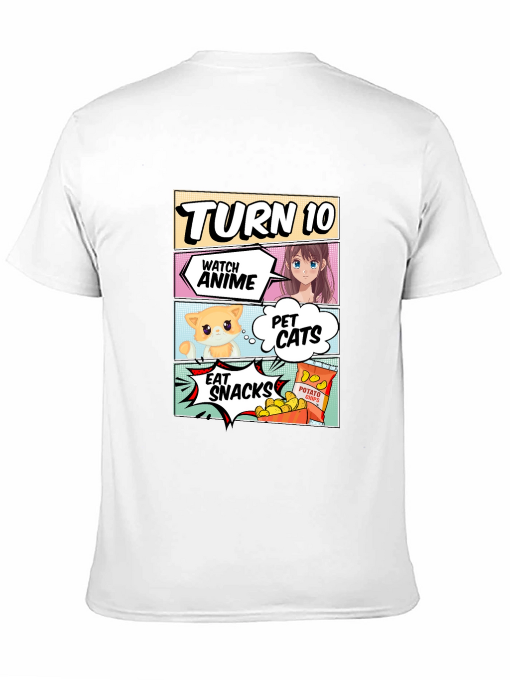Turn 10 Anime Cats & Snacks Black T-Shirt