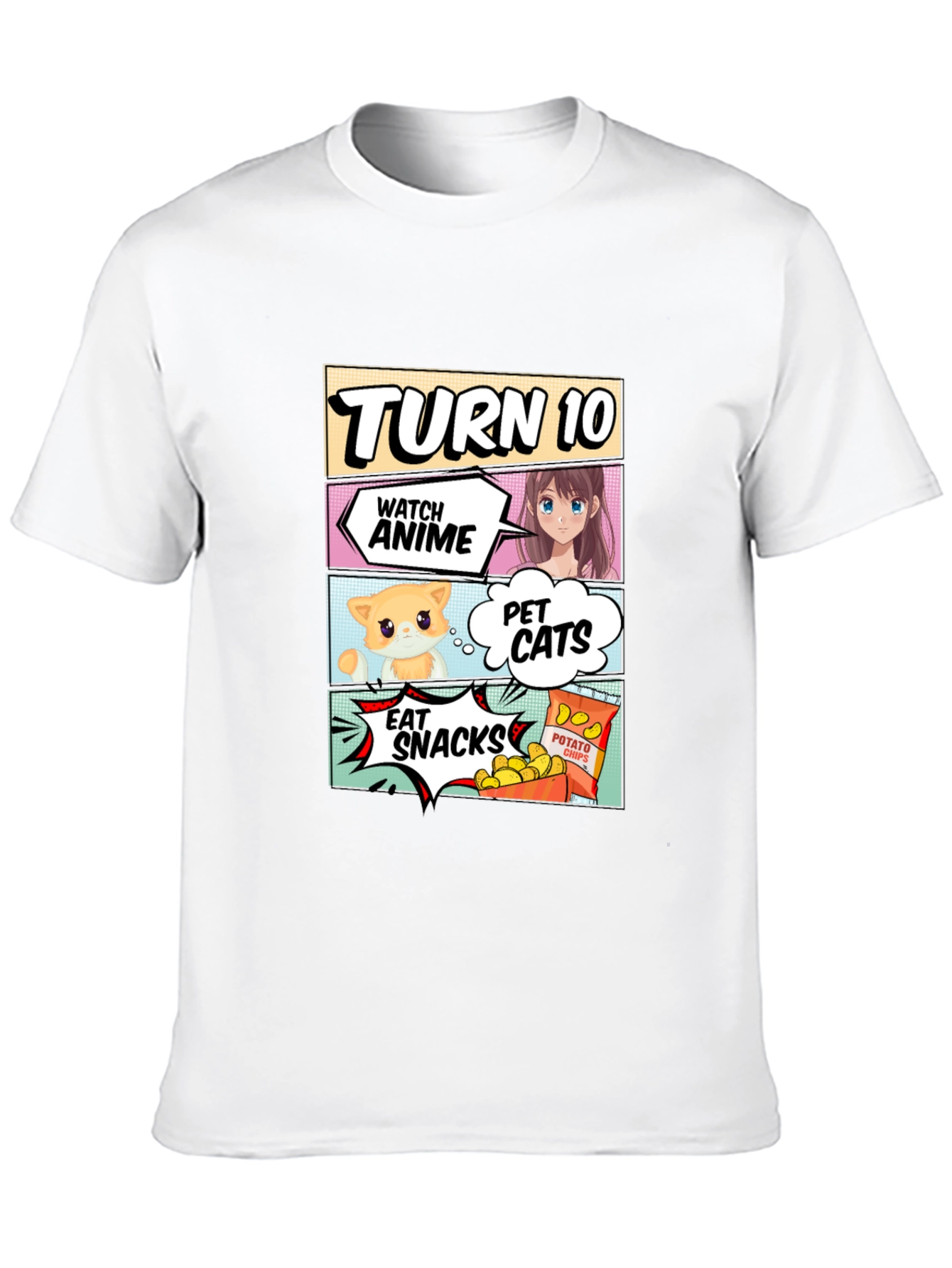 Turn 10 Anime Cats & Snacks Black T-Shirt