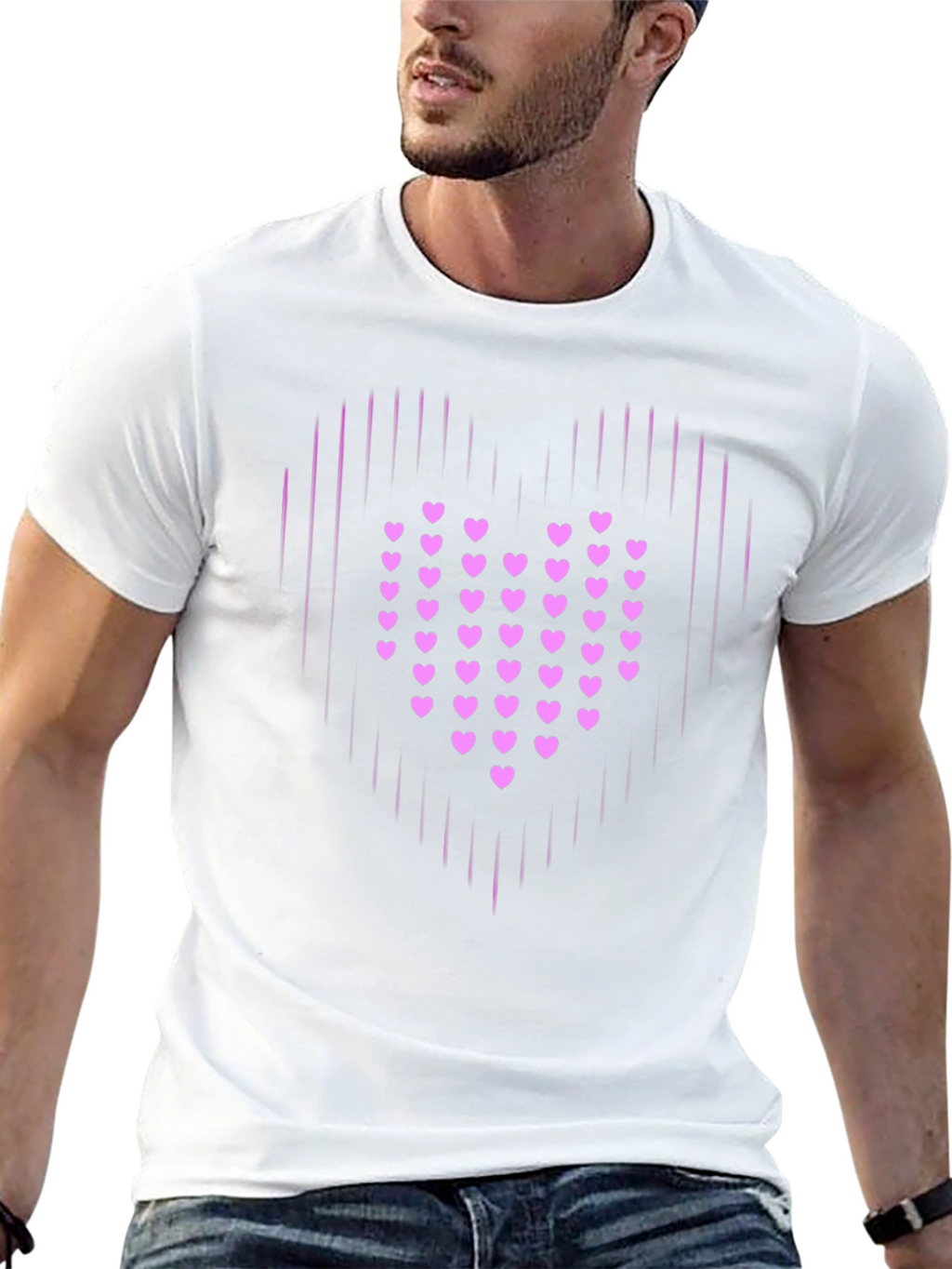 Heart Graphic Print Black T-Shirt