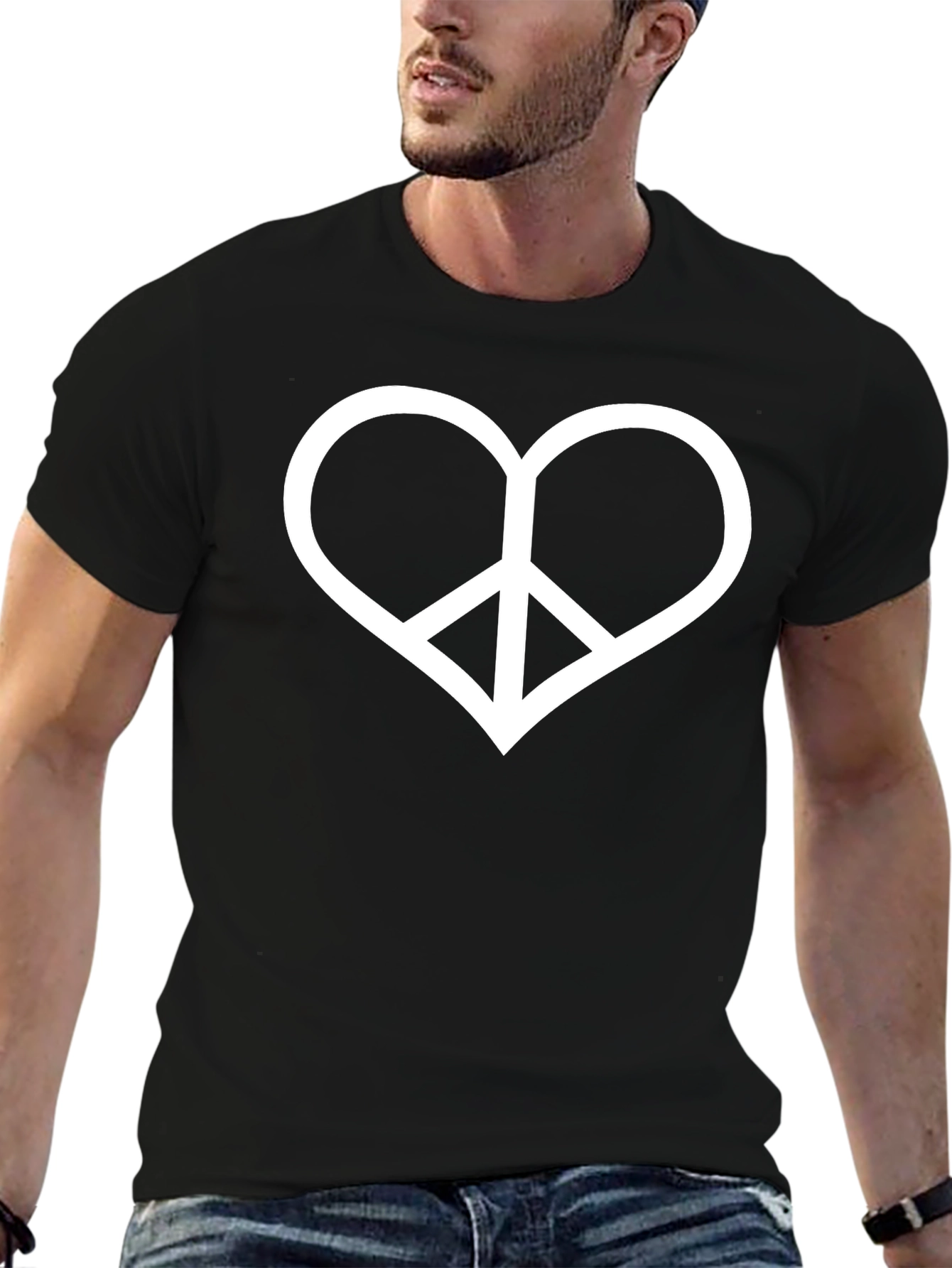 Heart Peace Symbol Graphic Tee - Stylish & Comfortable