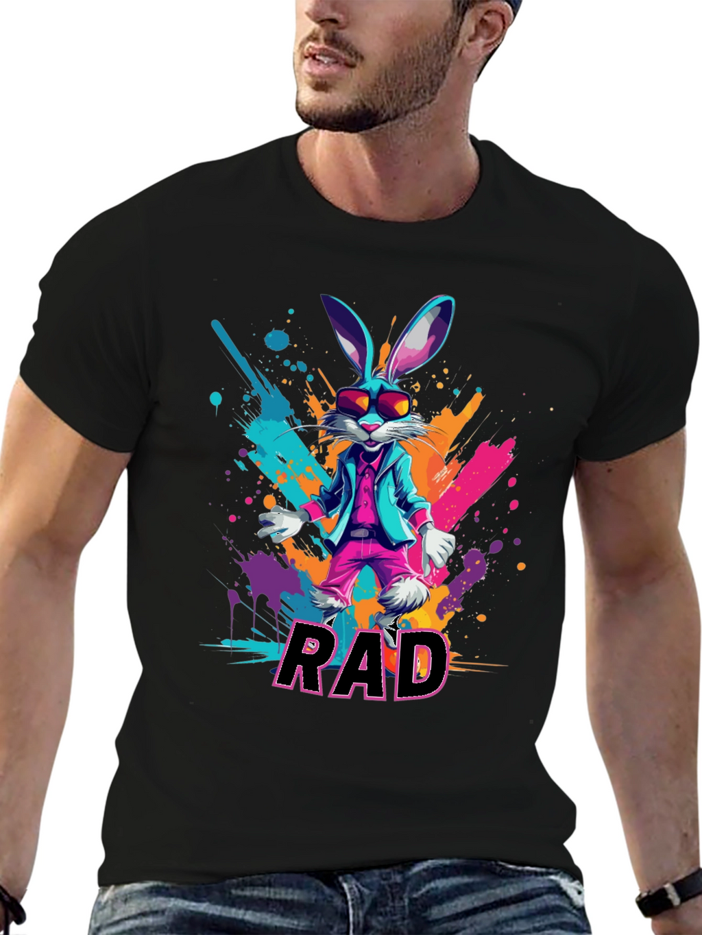 RAD Rabbit Graphic Tee - Cool Bunny Design