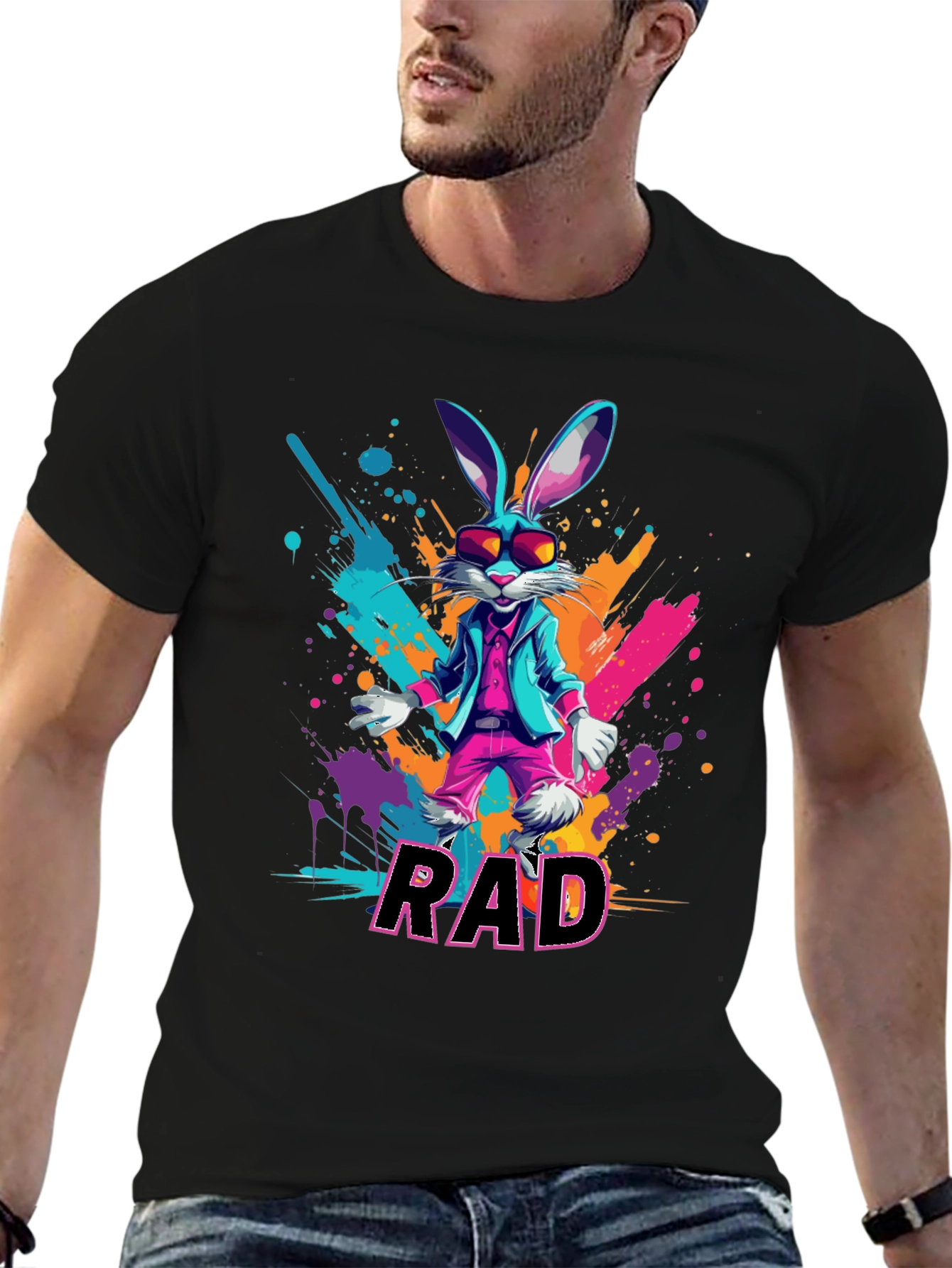 RAD Rabbit Graphic Tee - Cool Bunny Design