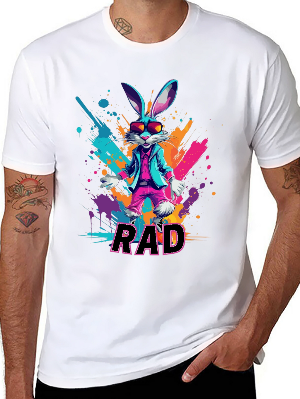 RAD Rabbit Graphic Tee - Cool Bunny Design