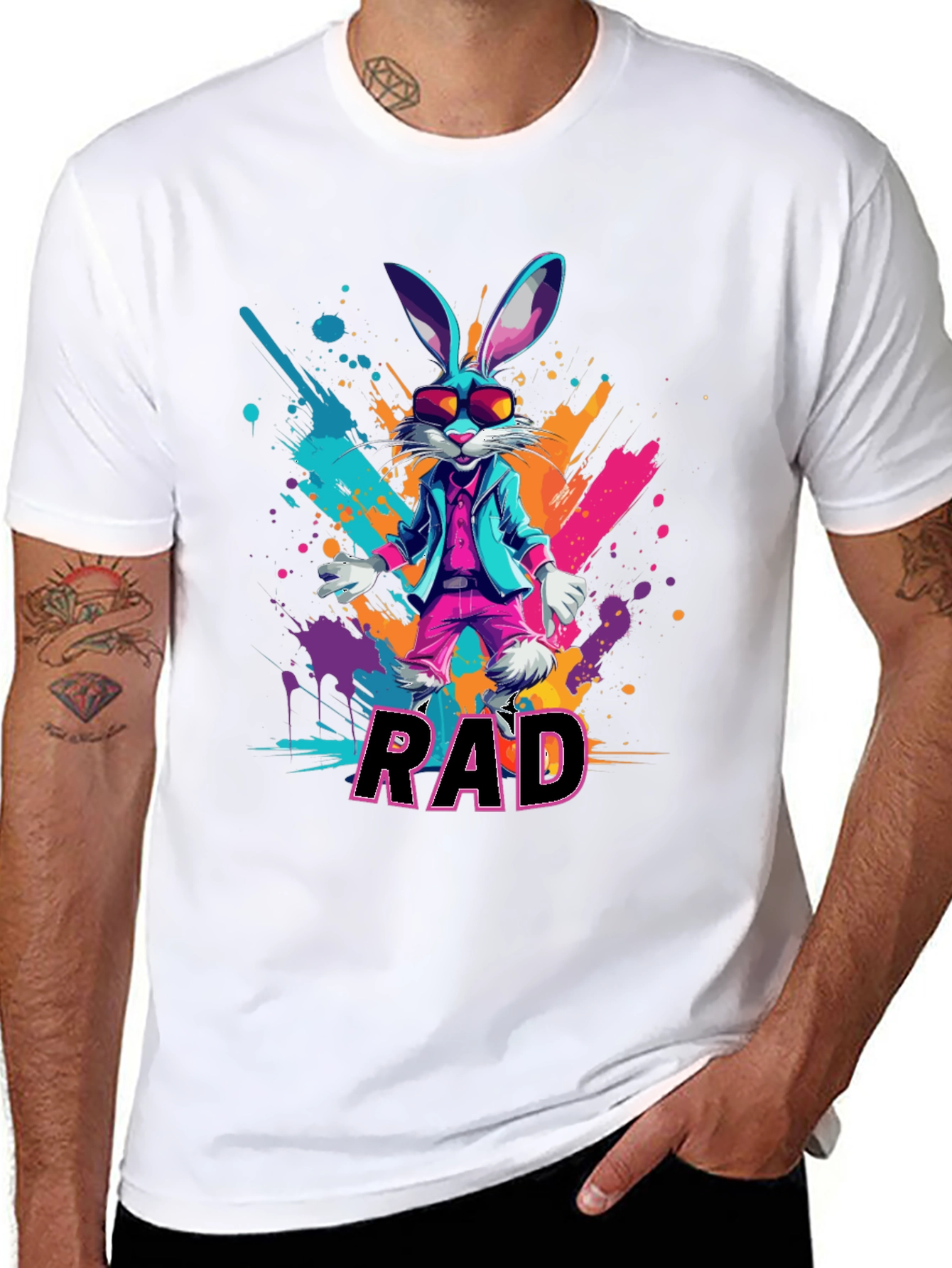 RAD Rabbit Graphic Tee - Cool Bunny Design