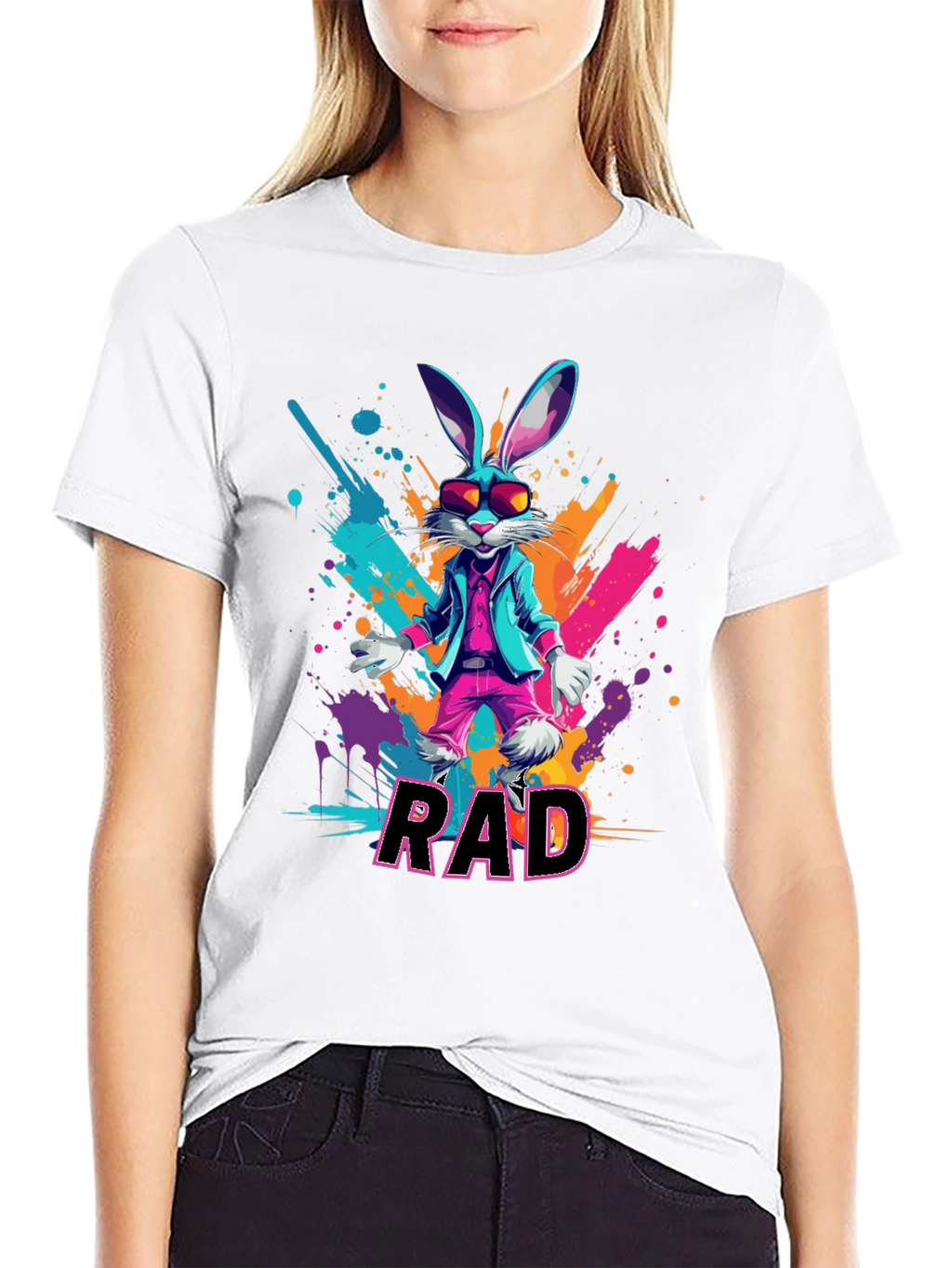 RAD Rabbit Graphic Tee - Cool Bunny Design