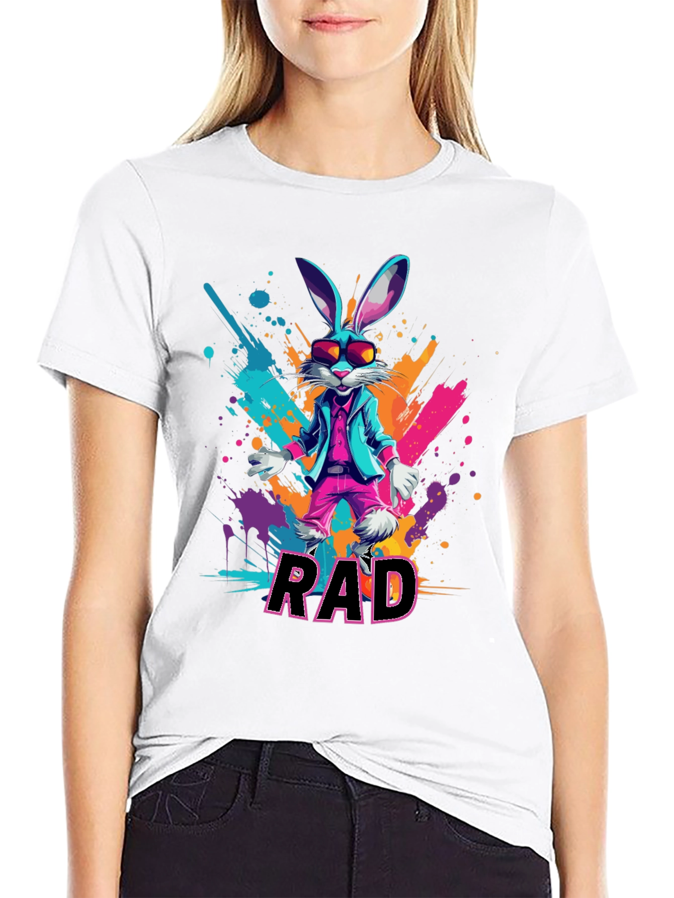 RAD Rabbit Graphic Tee - Cool Bunny Design