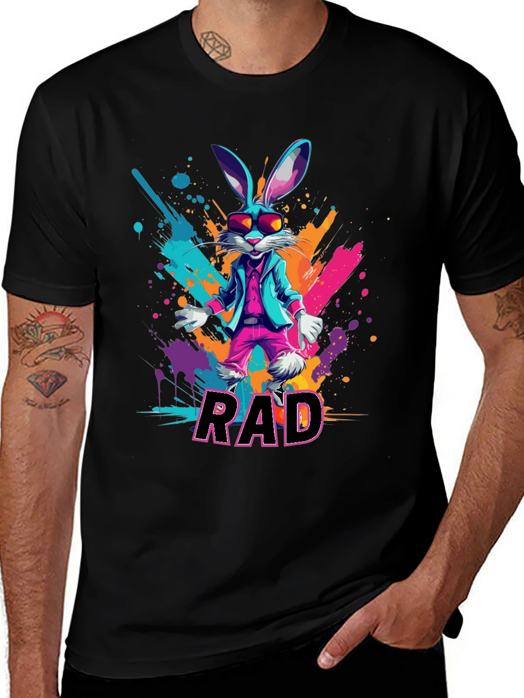 RAD Rabbit Graphic Tee - Cool Bunny Design