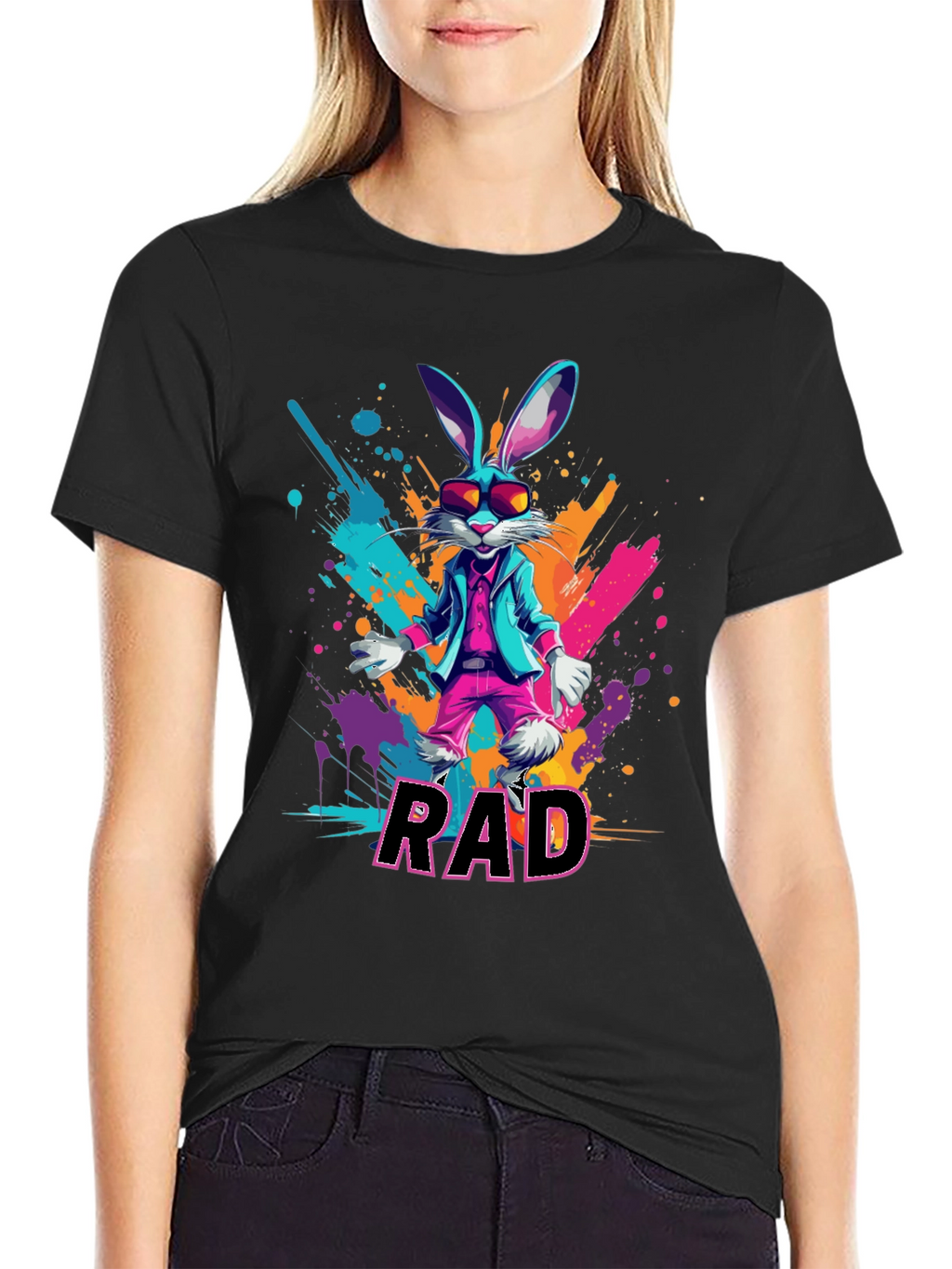 RAD Rabbit Graphic Tee - Cool Bunny Design