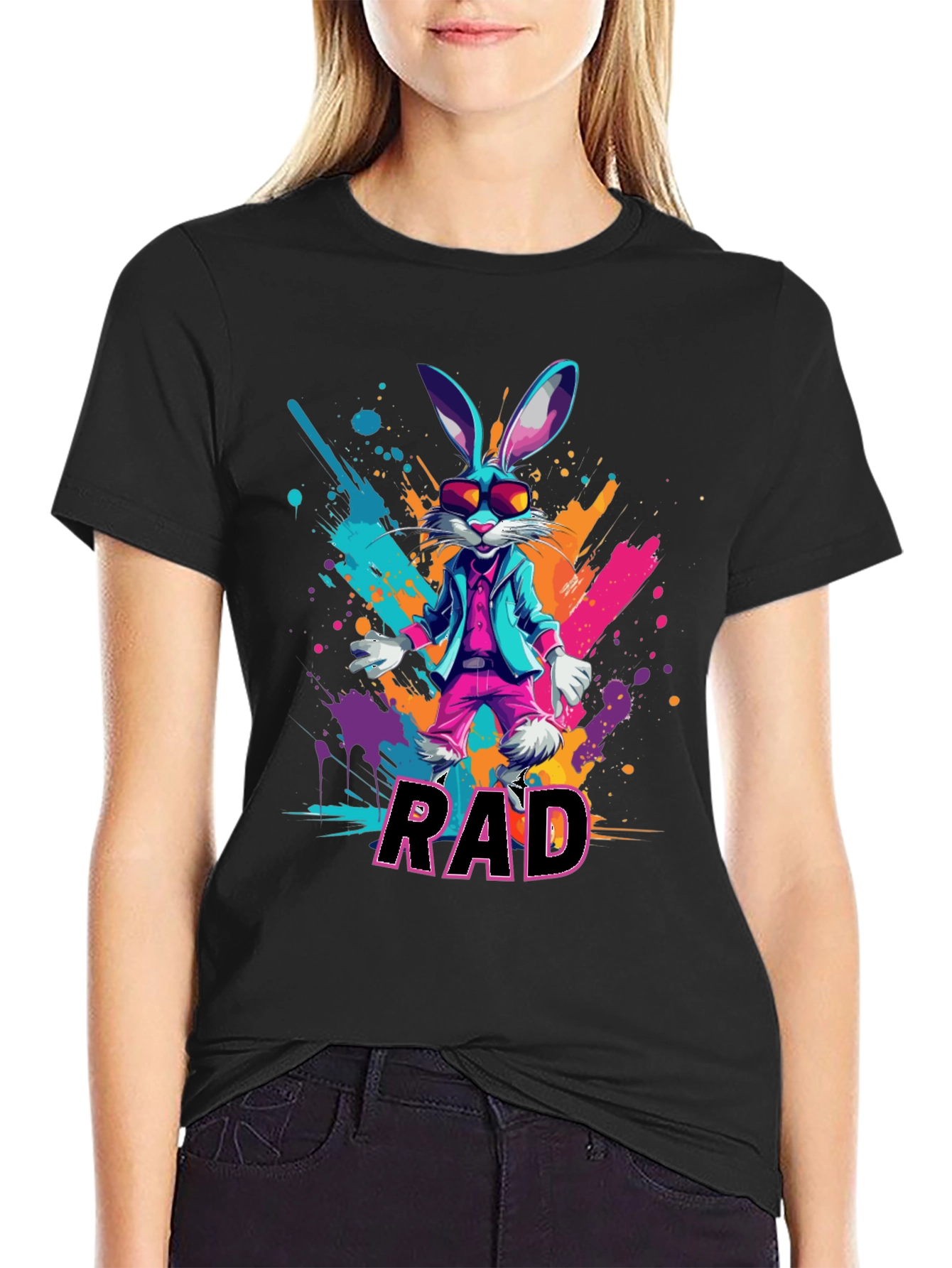 RAD Rabbit Graphic Tee - Cool Bunny Design
