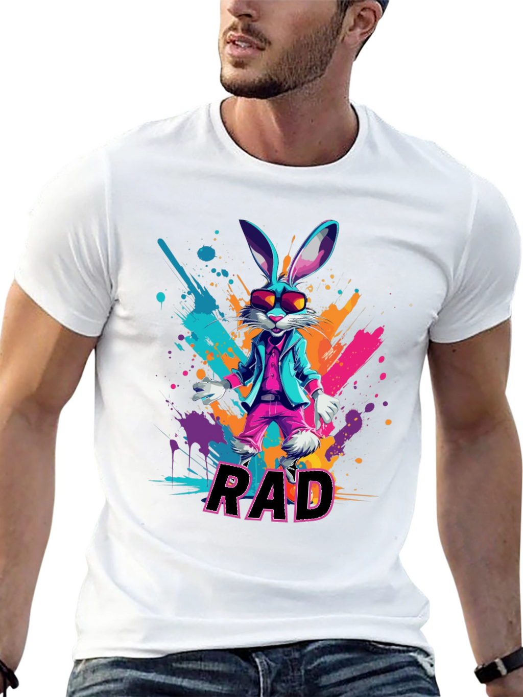 RAD Rabbit Graphic Tee - Cool Bunny Design