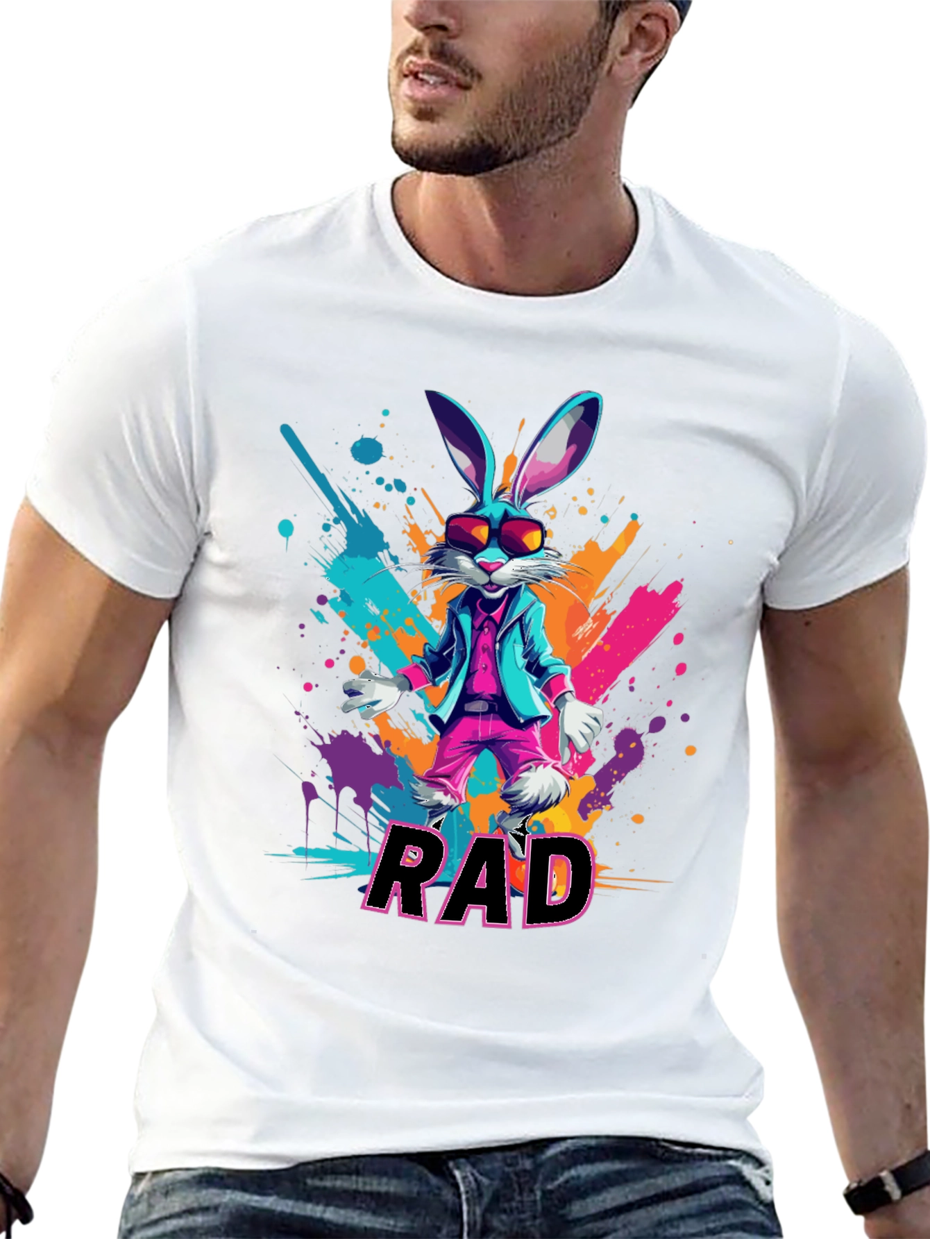 RAD Rabbit Graphic Tee - Cool Bunny Design