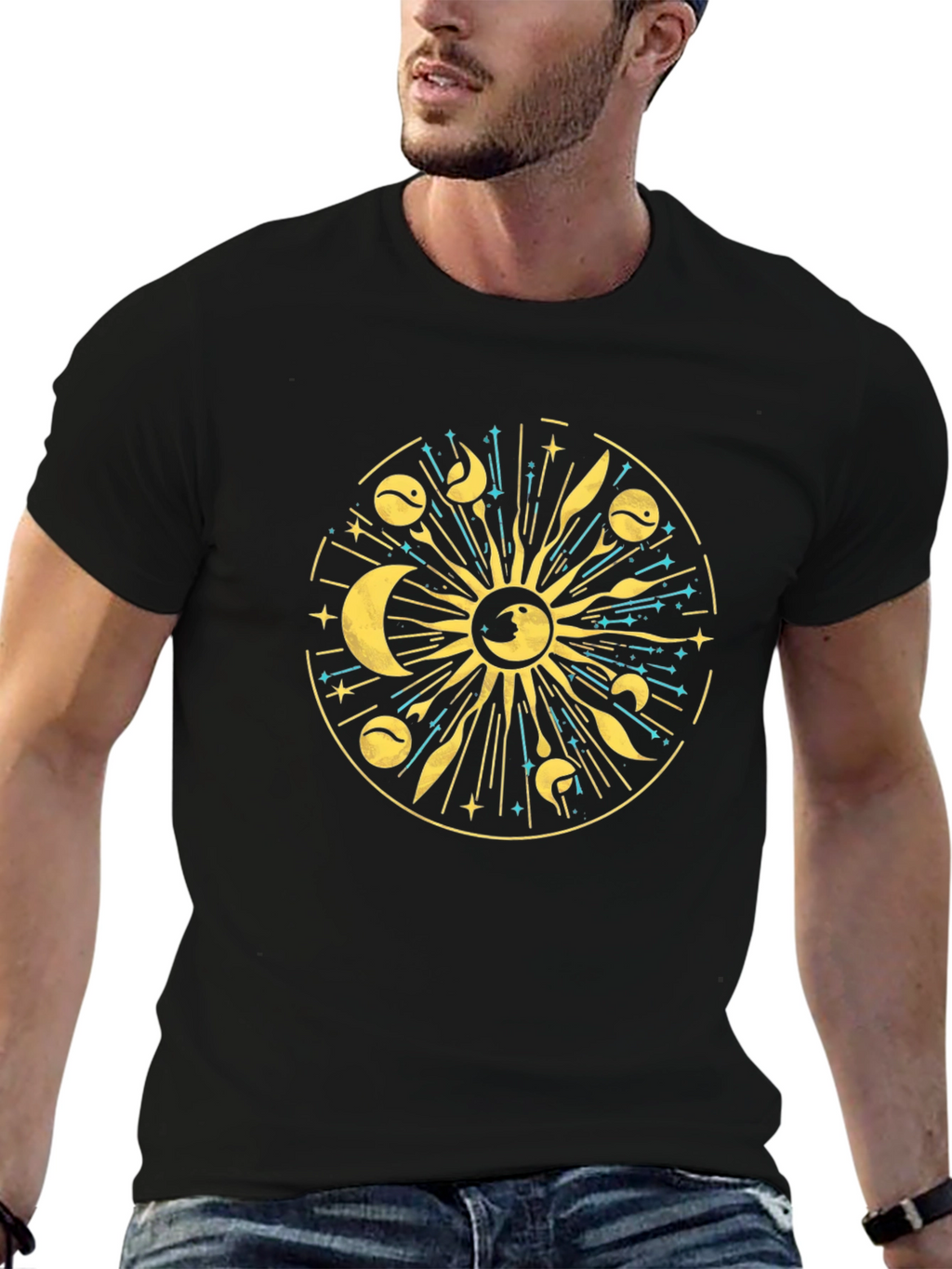 Celestial Sun & Moon Graphic T-Shirt