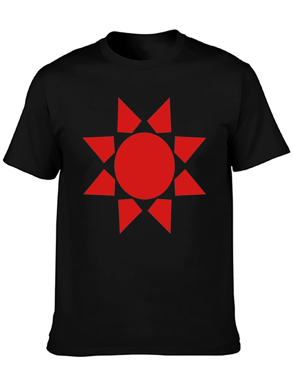 Geometric Sunburst Graphic Tee - Black Cotton