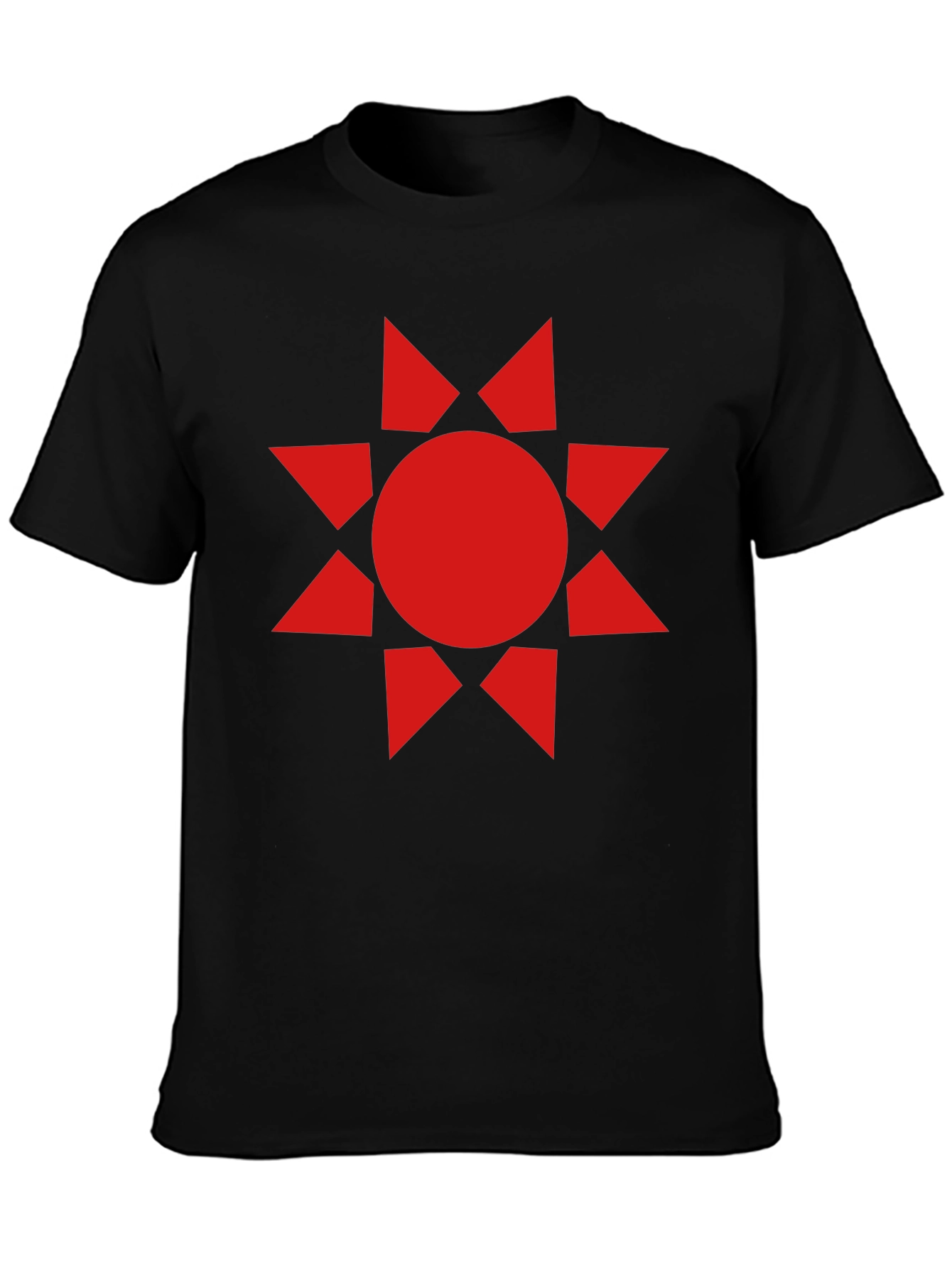 Geometric Sunburst Graphic Tee - Black Cotton