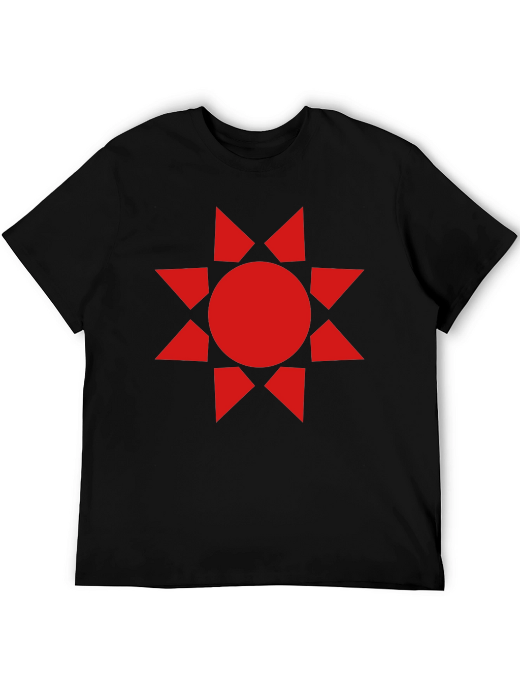 Geometric Sunburst Graphic Tee - Black Cotton