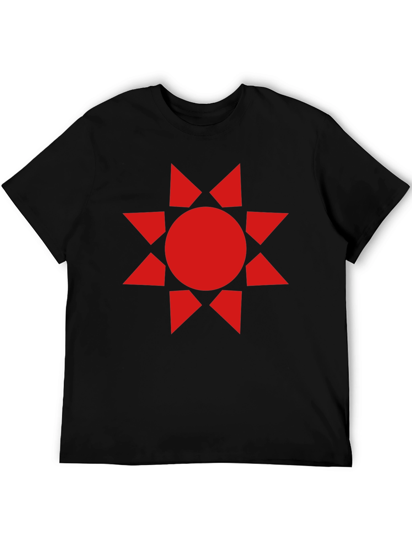 Geometric Sunburst Graphic Tee - Black Cotton