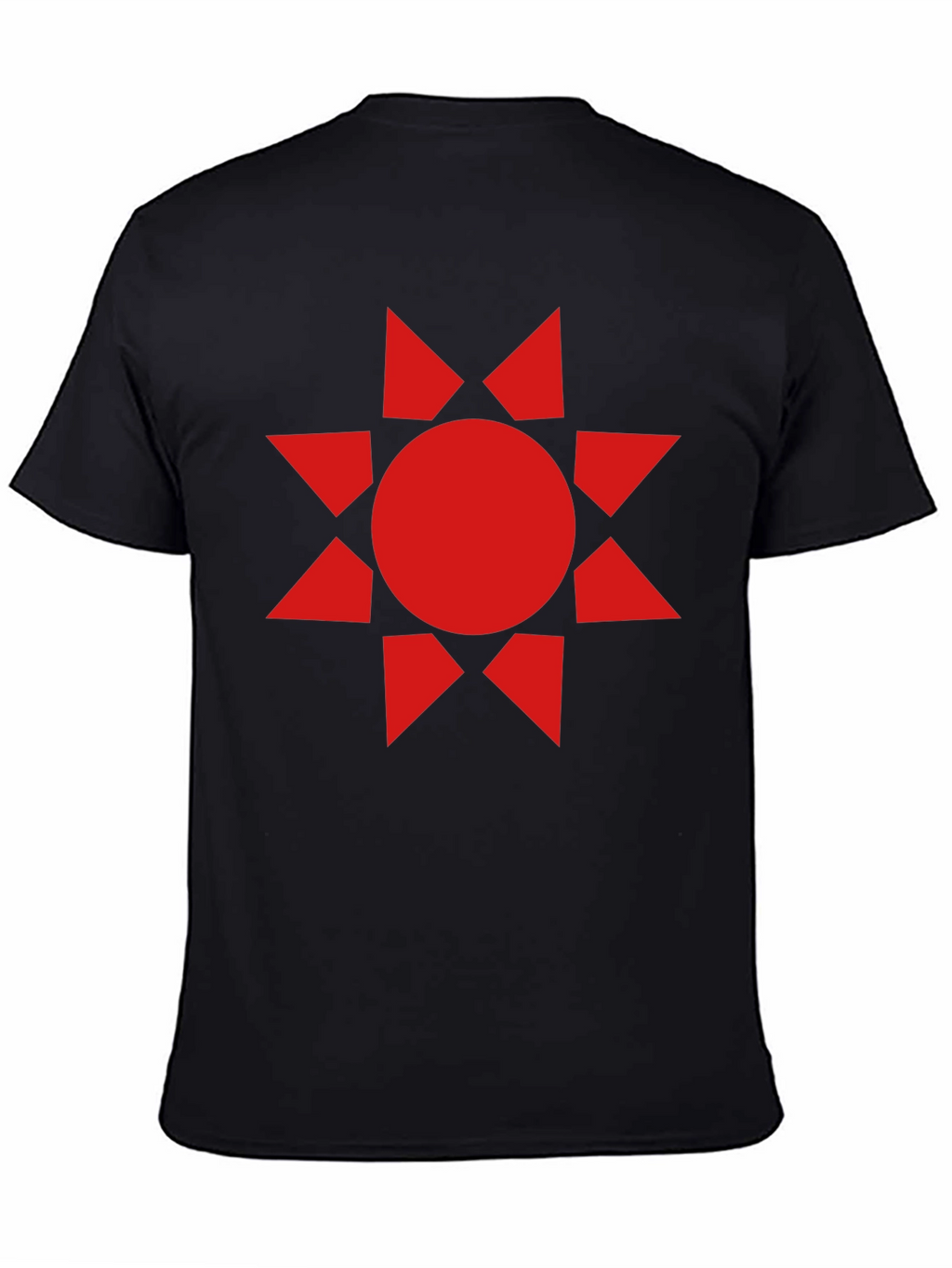 Geometric Sunburst Graphic Tee - Black Cotton