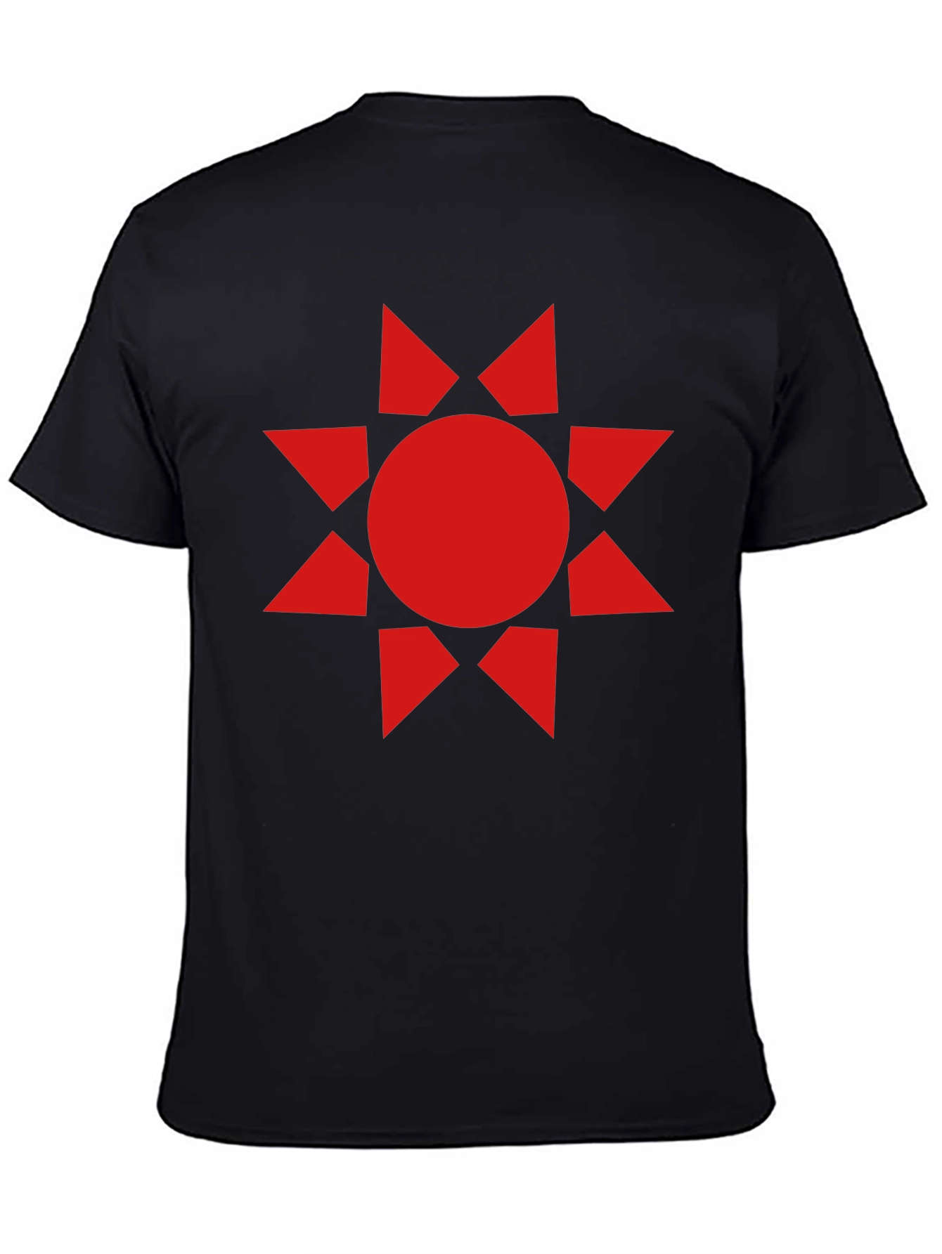 Geometric Sunburst Graphic Tee - Black Cotton