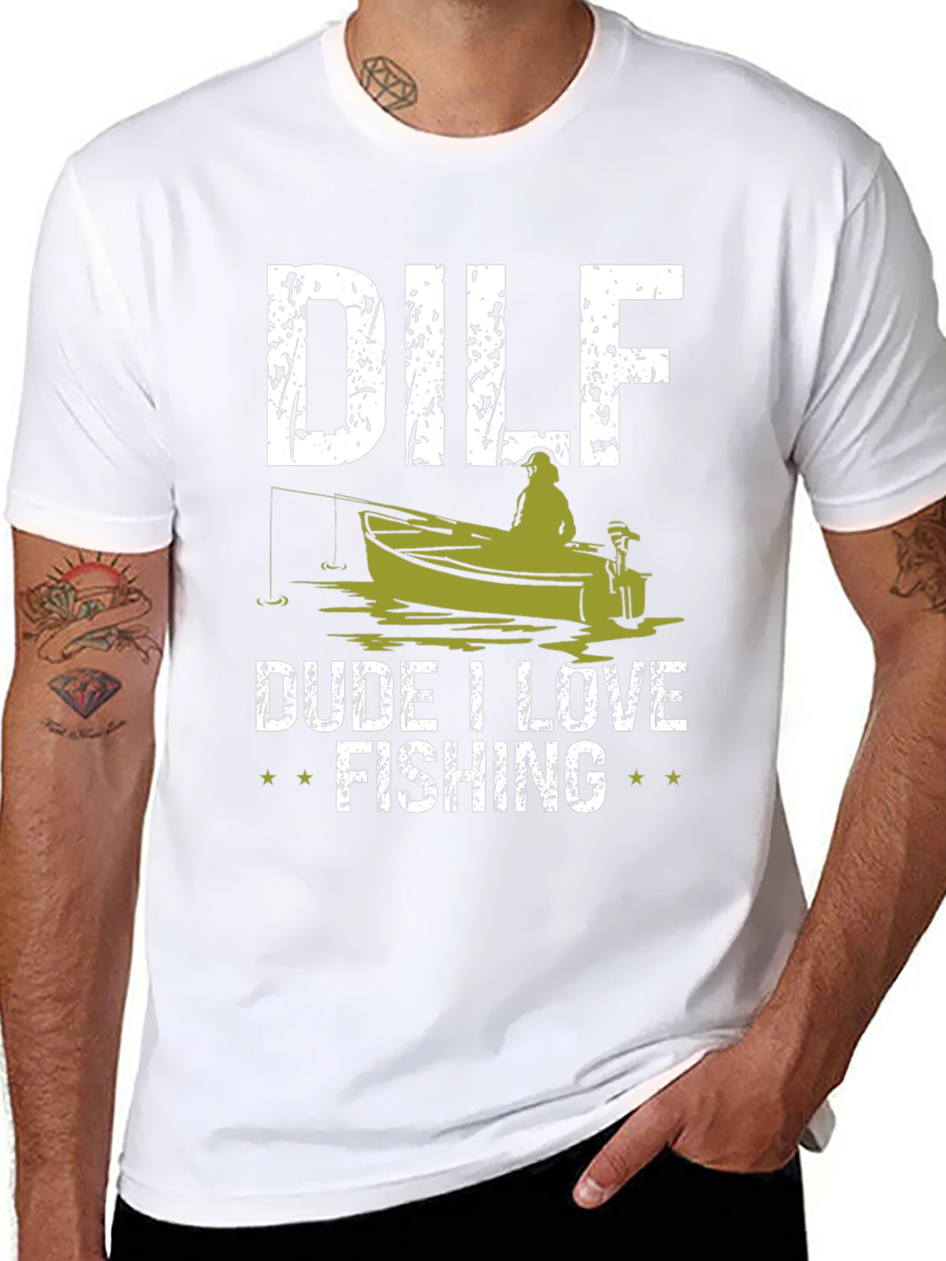 DILF Dude I Love Fishing Graphic Tee