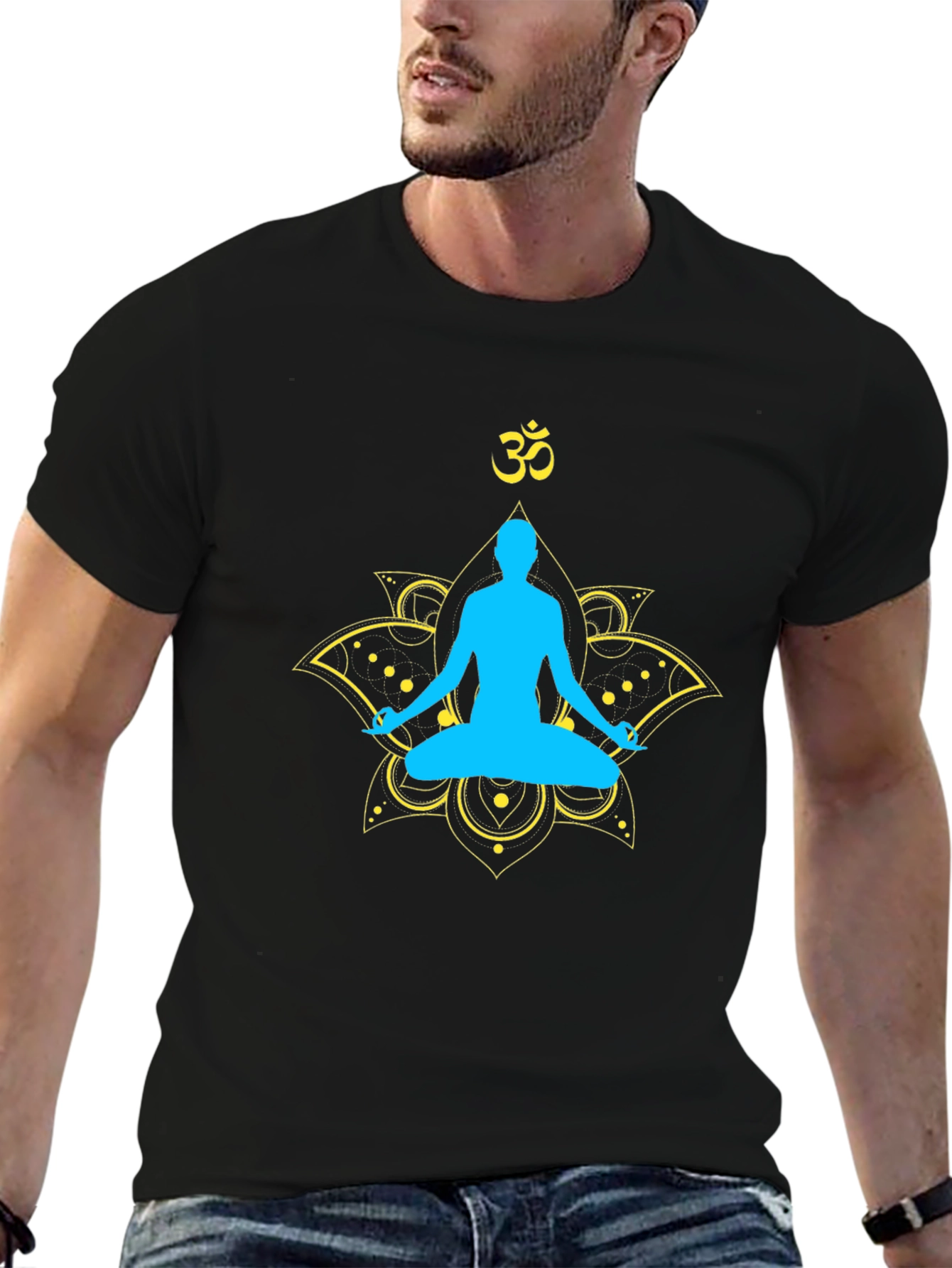 Yoga Meditation Graphic T-Shirt - Spiritual Lotus Design