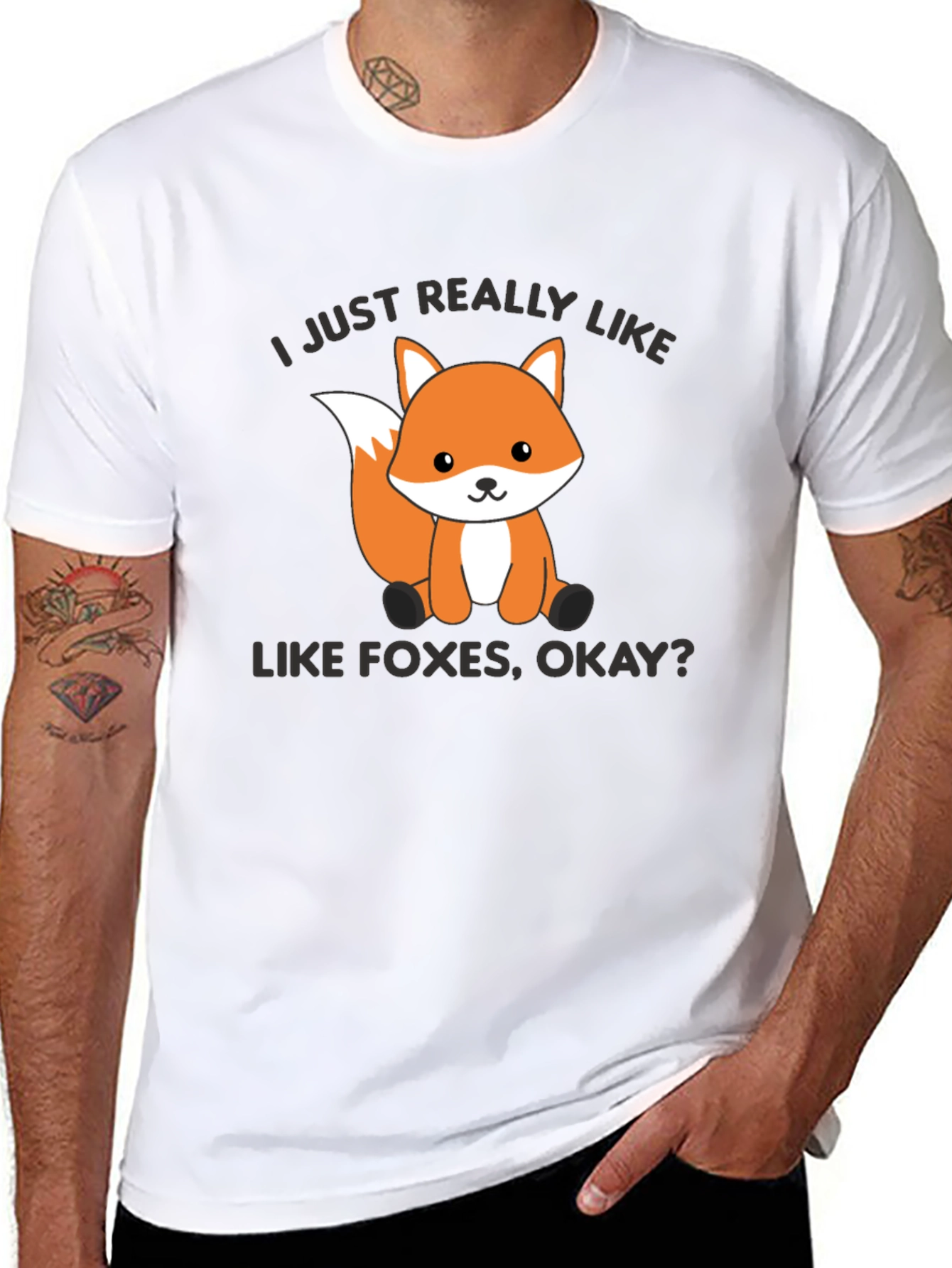 Cute Fox Graphic T-Shirt - I Just Really Like Foxes Okay?