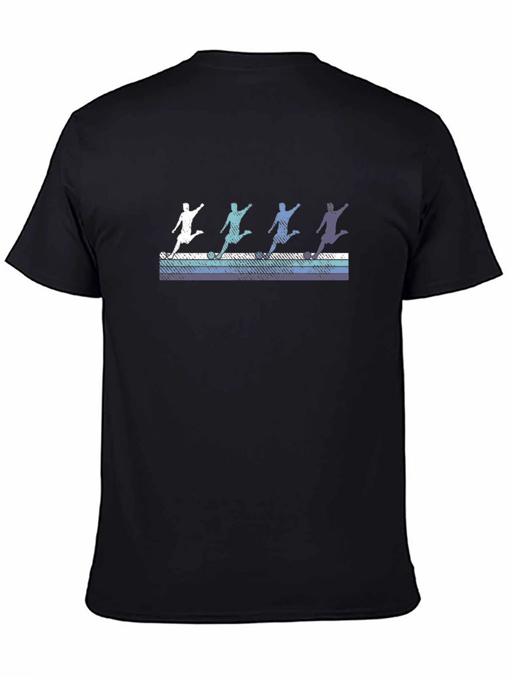 Retro Soccer Player Graphic Tee - Black Cotton Blend