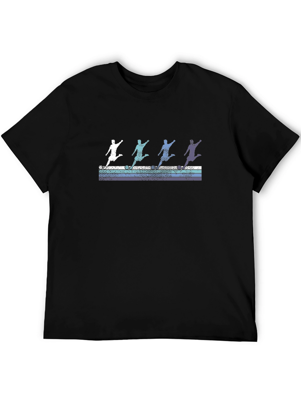 Retro Soccer Player Graphic Tee - Black Cotton Blend